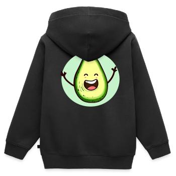 Fröhliche Avocado - Kinder Premium Organic Zip Hoodie - Schwarz - Hinten - AI Model Kid Male (0cm)