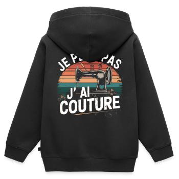 Sewing, my passion - authentic vintage look - Kids Premium Organic Zip-up Hoodie - black - Back - AI Model Kid Male (0cm)