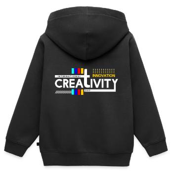 Créativité et innovation internationales 2 - Sweat Premium à capuche zippé enfant bio - noir - Dos - AI Model Kid Male (0cm)