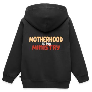 La maternité est mon ministère - Sweat Premium à capuche zippé enfant bio - noir - Dos - AI Model Kid Male (0cm)
