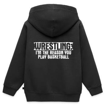 Grappling Martial Arts Wrestling - Kinder Premium Organic Zip Hoodie - Schwarz - Hinten - AI Model Kid Male (0cm)