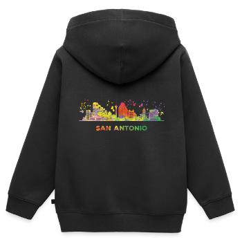 Horizon de San Antonian San Antonio - Sweat Premium à capuche zippé enfant bio - noir - Dos - AI Model Kid Male (0cm)