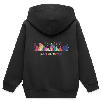 Horizon de San Antonian San Antonio - Sweat Premium à capuche zippé enfant bio - noir - Dos - AI Model Kid Male (0cm)
