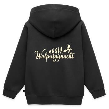 Walpurgisnacht mit Katze für echte Hexen - Kinder Premium Organic Zip Hoodie - Schwarz - Hinten - AI Model Kid Male (0cm)