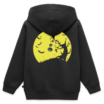 halloween - Sweat Premium à capuche zippé enfant bio - noir - Dos - AI Model Kid Male (0cm)