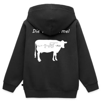 Kuh Formel - Kinder Premium Organic Zip Hoodie - Schwarz - Hinten - AI Model Kid Male (0cm)