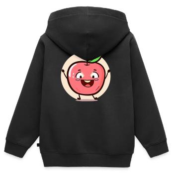 Fröhlicher Apfel - Kinder Premium Organic Zip Hoodie - Schwarz - Hinten - AI Model Kid Male (0cm)