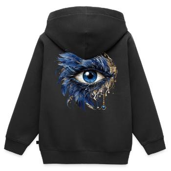 Blaues Schutz Auge Nazar Horusauge Alles sehendes - Kinder Premium Organic Zip Hoodie - Schwarz - Hinten - AI Model Kid Male (0cm)