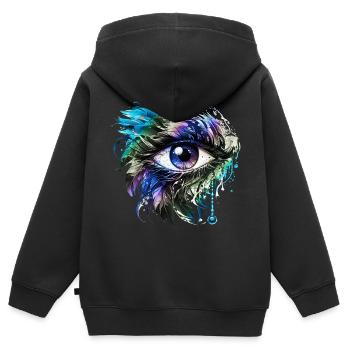 Blaues Schutz Auge Nazar Horusauge Alles sehendes - Kinder Premium Organic Zip Hoodie - Schwarz - Hinten - AI Model Kid Male (0cm)