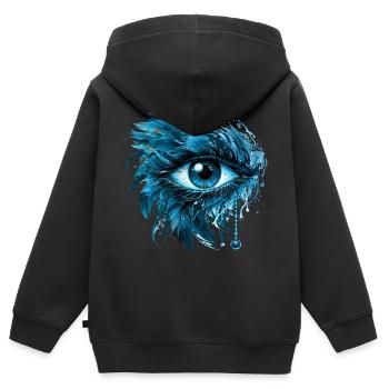Œil de protection bleu Nazar Horus Amulette Mauvais œil - Sweat Premium à capuche zippé enfant bio - noir - Dos - AI Model Kid Male (0cm)