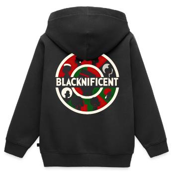 Cercle d’autonomisation - Sweat Premium à capuche zippé enfant bio - noir - Dos - AI Model Kid Male (0cm)