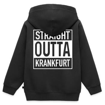 Straight OUTTA KRANKFURT - Kinder Premium Organic Zip Hoodie - Schwarz - Hinten - AI Model Kid Male (0cm)