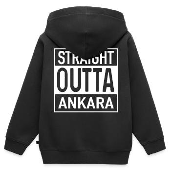 Tout droit OUTTA ANKARA - Sweat Premium à capuche zippé enfant bio - noir - Dos - AI Model Kid Male (0cm)