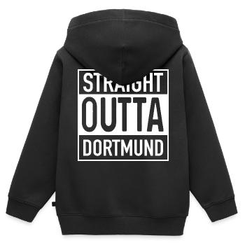 Straight OUTTA DORTMUND - Kinder Premium Organic Zip Hoodie - Schwarz - Hinten - AI Model Kid Male (0cm)
