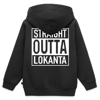 Straight OUTTA Lokanta - Kinder Premium Organic Zip Hoodie - Schwarz - Hinten - AI Model Kid Male (0cm)