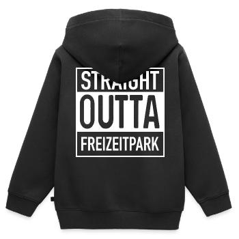 Straight OUTTA Freizeitpark - Kinder Premium Organic Zip Hoodie - Schwarz - Hinten - AI Model Kid Male (0cm)