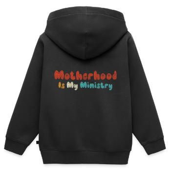 La maternité est mon ministère - Sweat Premium à capuche zippé enfant bio - noir - Dos - AI Model Kid Male (0cm)