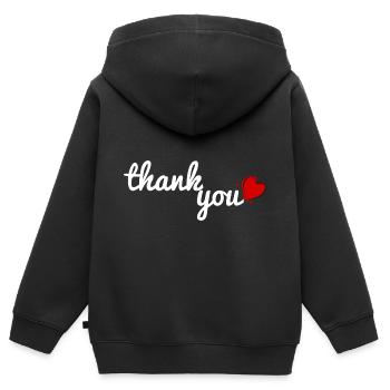 merci <3 merci coeur - Sweat Premium à capuche zippé enfant bio - noir - Dos - AI Model Kid Male (0cm)