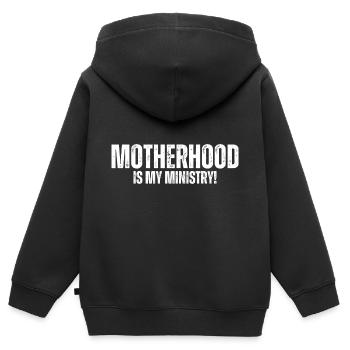 La maternité est mon ministère - Sweat Premium à capuche zippé enfant bio - noir - Dos - AI Model Kid Male (0cm)