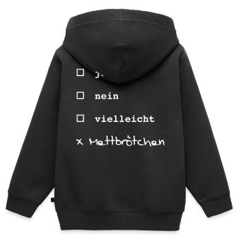 Ja, nein, vielleicht? Mettbrötchen! - Kinder Premium Organic Zip Hoodie - Schwarz - Hinten - AI Model Kid Male (0cm)