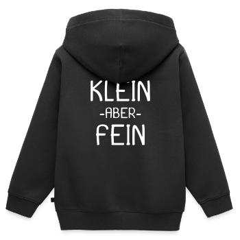 Spruch Klein aber fein - Kinder Premium Organic Zip Hoodie - Schwarz - Hinten - AI Model Kid Male (0cm)