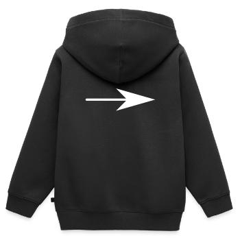 Flèche droite - Sweat Premium à capuche zippé enfant bio - noir - Dos - AI Model Kid Male (0cm)
