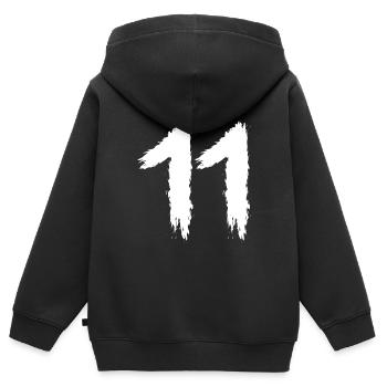 Zahl 11 - Kinder Premium Organic Zip Hoodie - Schwarz - Hinten - AI Model Kid Male (0cm)
