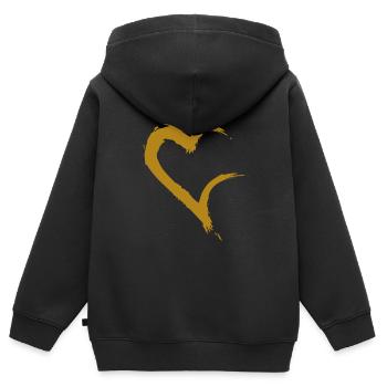 Herz offen Gold - Kinder Premium Organic Zip Hoodie - Schwarz - Hinten - AI Model Kid Male (0cm)