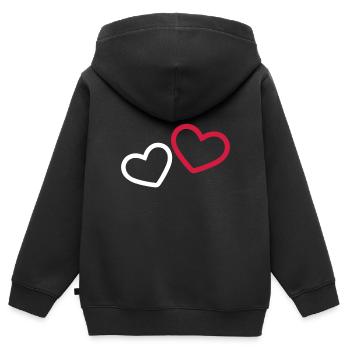 Deux coeurs - Sweat Premium à capuche zippé enfant bio - noir - Dos - AI Model Kid Male (0cm)