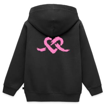 Noeud coeur - Sweat Premium à capuche zippé enfant bio - noir - Dos - AI Model Kid Male (0cm)