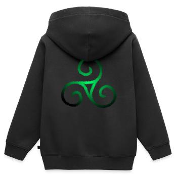 Keltisches Symbol Triskele Dreierspirale - Kinder Premium Organic Zip Hoodie - Schwarz - Hinten - AI Model Kid Male (0cm)