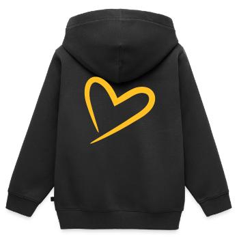 Coeur moderne en jaune - Sweat Premium à capuche zippé enfant bio - noir - Dos - AI Model Kid Male (0cm)