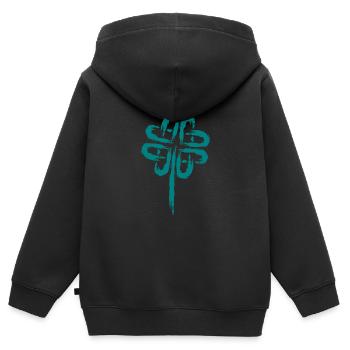 Kleeblatt Symbol Keltische Symbole - Kinder Premium Organic Zip Hoodie - Schwarz - Hinten - AI Model Kid Male (0cm)