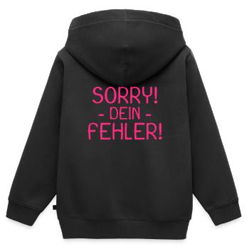 Sorry dein Fehler Spruch - Kinder Premium Organic Zip Hoodie - Schwarz - Hinten - AI Model Kid Male (0cm)
