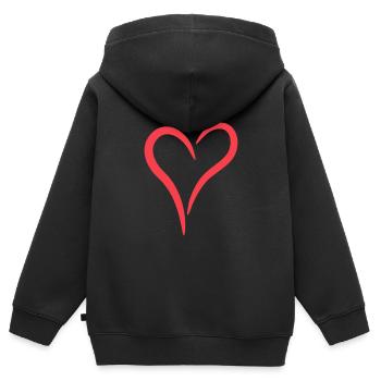 Coeur rouge - Sweat Premium à capuche zippé enfant bio - noir - Dos - AI Model Kid Male (0cm)
