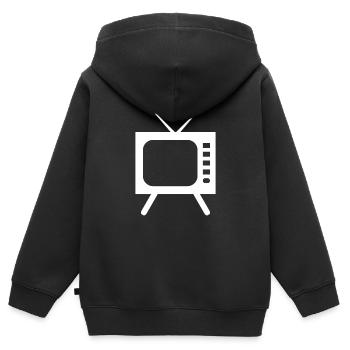 Fernseher TV - Kinder Premium Organic Zip Hoodie - Schwarz - Hinten - AI Model Kid Male (0cm)