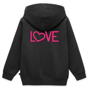 Liebe Herz Romantisch - Kinder Premium Organic Zip Hoodie - Schwarz - Hinten - AI Model Kid Male (0cm)