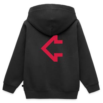 Pfeil nach links Rot - Kinder Premium Organic Zip Hoodie - Schwarz - Hinten - AI Model Kid Male (0cm)