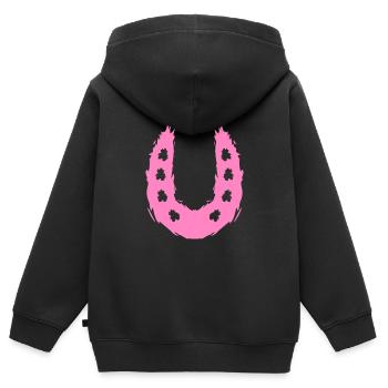 Cheval symbole de fer à cheval - Sweat Premium à capuche zippé enfant bio - noir - Dos - AI Model Kid Male (0cm)