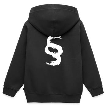 Paragraphe symbole signe brosse blanc - Sweat Premium à capuche zippé enfant bio - noir - Dos - AI Model Kid Male (0cm)