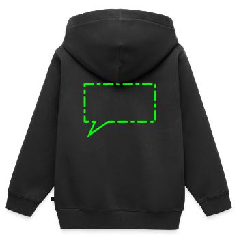 Bulle de dialogue en vert - Sweat Premium à capuche zippé enfant bio - noir - Dos - AI Model Kid Male (0cm)