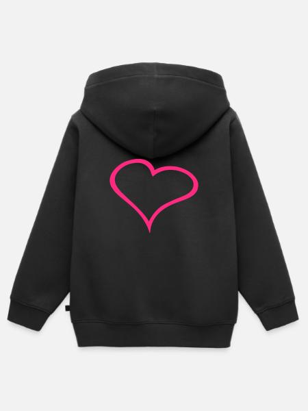 Herz Symbol Liebe Herzchen Rosa - Premium børne zip-hættetrøje økologisk - sort