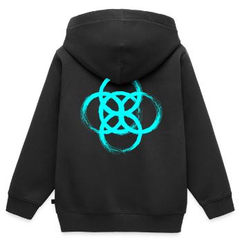 Keltisches Symbol Rad des Seins - Kinder Premium Organic Zip Hoodie - Schwarz - Hinten - AI Model Kid Male (0cm)