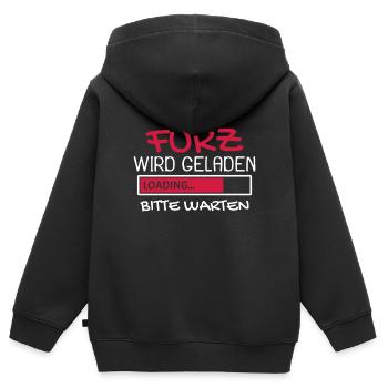 Furz wird geladen - Kinder Premium Organic Zip Hoodie - Schwarz - Hinten - AI Model Kid Male (0cm)