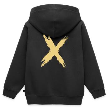 Kreuz - Kinder Premium Organic Zip Hoodie - Schwarz - Hinten - AI Model Kid Male (0cm)