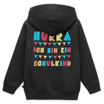 Hurra ich bin ein Schulkind Einschulung Geschenk - Kinder Premium Organic Zip Hoodie - Schwarz - Hinten - AI Model Kid Male (0cm)