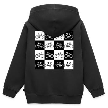Damier De Vélos Pour Cycliste - Sweat Premium à capuche zippé enfant bio - noir - Dos - AI Model Kid Male (0cm)