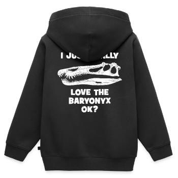Tête fossile de Baryonyx - Sweat Premium à capuche zippé enfant bio - noir - Dos - AI Model Kid Male (0cm)