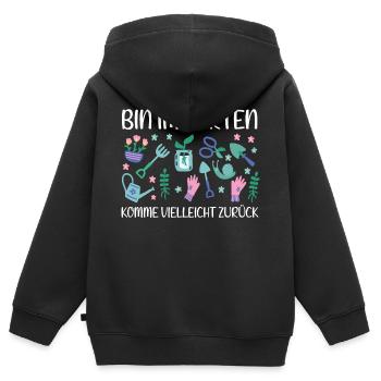 Süßer Garten Spruch Witzig Rechen Blumen Pflanzen - Kinder Premium Organic Zip Hoodie - Schwarz - Hinten - AI Model Kid Male (0cm)