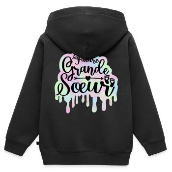 Annonce Bébé Surprise 2024 Future Grande Soeur - Sweat Premium à capuche zippé enfant bio - noir - Dos - AI Model Kid Male (0cm)